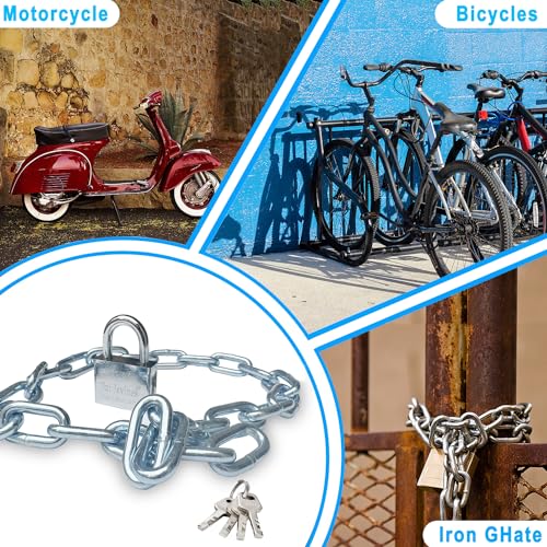 Security Chain and Lock - 39 Inch Heavy Duty 8mm Galvanized Anti-Rust and Anti-Theft Chain With Padlock for Bike, Bicycle, Scooter, Motorcycle, Door, Gate, Fence