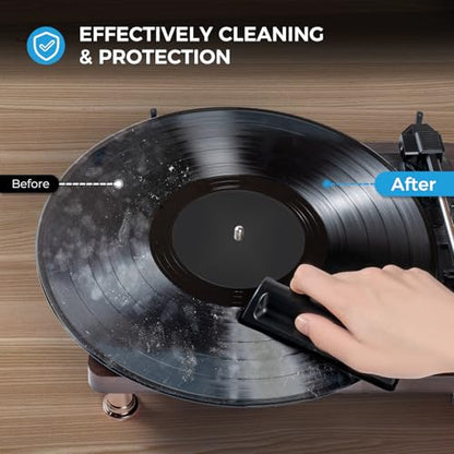 Click Clean 8-in-1 Vinyl Record Cleaning Kit, Complete LP Care Set | Complete Vinyl Care Set with Velvet Record Brush, Stylus Brush, Needle Gel, Cleaning Solution & More, For LPs & Turntables