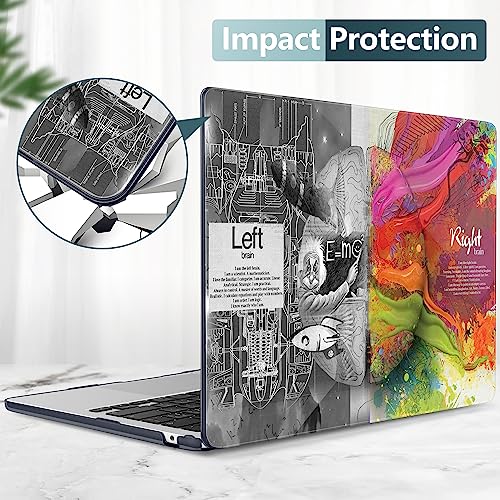 TWOLSKOO for MacBook Air 13 inch Case M5 2026 M4 2025 M3 M2 2024-2022 A3449 A3240 A3113 A2681, Plastic Hard Shell & Keyboard Cover & Screen Film for MacBook Air 13.6 inch Case, Creative Brain - color: Creative Brain