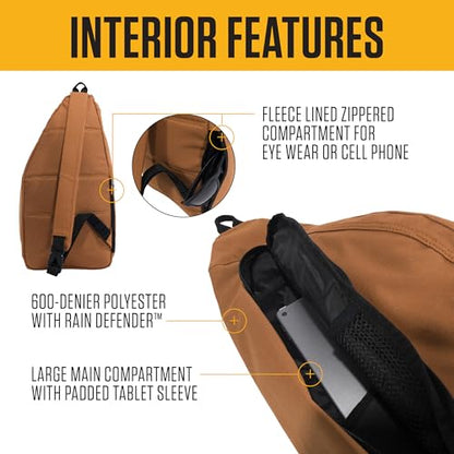 Carhartt Durable Sling Bag, Crossbody Backpack with Side Release Buckle, Tablet Sleeve and Adjustable Strap, Greenstone - color: Crossbody Backpack (Greenstone)