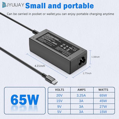 Universal 65W USB C Laptop Charger Compatible with HP chromebook Lenovo Dell Acer Asus Samsung Google Computer Type C Power AC Adapter