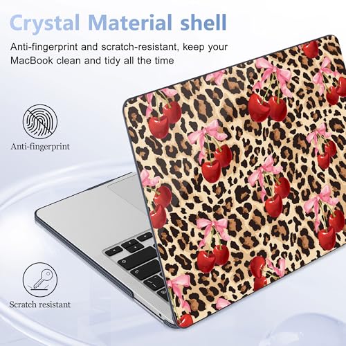 May Chen Case for MacBook Pro 13 inch M2 2023,2022,2021,2020 A2338 M1 A2251 A2289, Plastic Hard Shell Case for MacBook Pro 13" with Touch Bar Fits Touch ID, Cherry & Cheetah - color: Cherry and cheetah