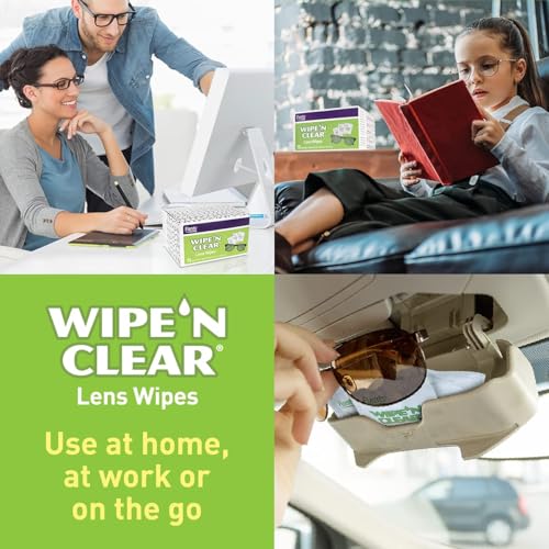 Wipe'N Clear Lens Cleaning Kit by Flents, Spray with 50 Tissues, (2 Packs of 25 Tissues) | Helps Remove Smudges, Dust & Residue For Clear Vision, Convenient Design Ideal For Home, Office Or Travel Use, Easy To Store - size: 50 Wipes