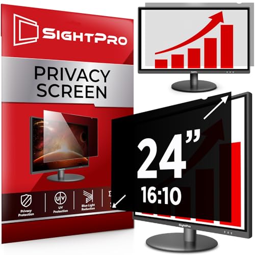SightPro 24 Inch 16:10 Computer Privacy Screen Filter for Monitor - Privacy Shield and Anti-Glare Protector - size: 24 Inch 16:10