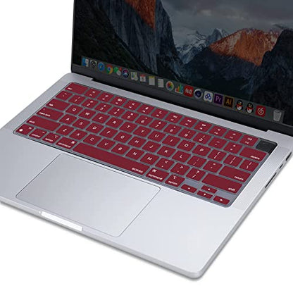 MOSISO Keyboard Cover Skin Compatible with MacBook Air 15 inch M3 M2 | A3114 A2941/Air 13.6 A3113 A2681/Pro 14/16 M4 M3 M2 M1, Marsala Red - color: Marsala Red