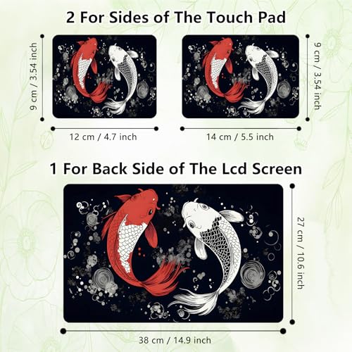 Laptop Skin Sticker Decal, Universal Reusable Vinyl Laptop Cover for 12" 13" 13.3" 14" 15" 15.4" 15.6" Notebook PC, Waterproof Scratch-Resistant with 2 Wrist Pads, Easy to Apply & Remove,Art Koi Fish - color: Art Koi Fish