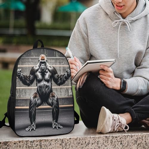 17-Inch Laptop Backpack Water-Resistant Gorillas Fitness Daypack with Shoulder Strap Lightweight Casual Rucksack for Travel Commuter Hiking Outdoor Activities 20l Black
