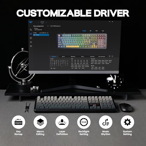 MechLands Aula F108 100% Wireless Gaming Keyboard, Full Size Custom Gasket Mechanical Keyboard, 4000mAh Battery, Programmable 108 Keys, Hot-Swappable, for Win/Mac (Black Gradient) - color: Black Gradient