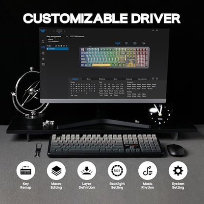 MechLands Aula F108 100% Wireless Gaming Keyboard, Full Size Custom Gasket Mechanical Keyboard, 4000mAh Battery, Programmable 108 Keys, Hot-Swappable, for Win/Mac (Black Gradient) - color: Black Gradient