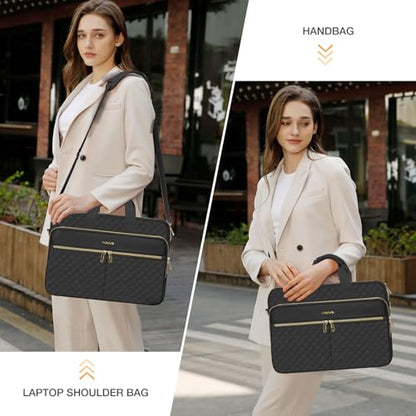 MOSISO 15-16 inch Laptop Bag, Laptop Briefcase Messenger | Compatible with MacBook Pro 16/Air 15, Square Quilted Computer Bag Work Office Business with 3 Pockets&Strap, Black - color: Black, size: 16 inch