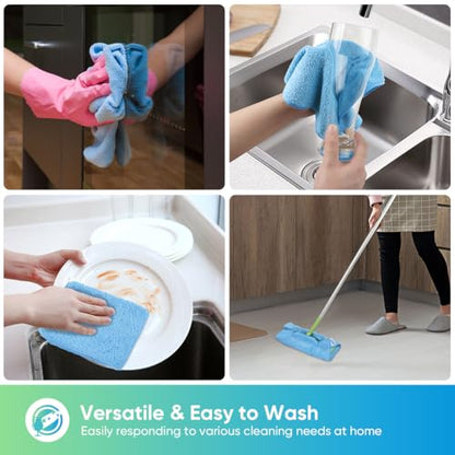 HOMEXCEL Blue Microfiber Cleaning Cloth, 12 Pack Premium Microfiber Towels for Cars, Lint Free, Scratch-Free, Highly Absorbent, Reusable Cleaning Rags for Car, Household, Kitchen, Window,11.5"X11.5" - color: Blue