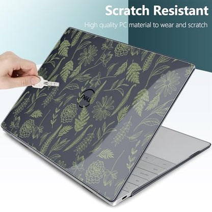 Batianda Sage Botanical Case for Dell XPS 13 Laptop 2024 2025 | Fits Model 9340/9345/9350 13.4" Display, Lightweight Slim Hard Shell Protection for Students and Nature Lovers - color: Plant branches