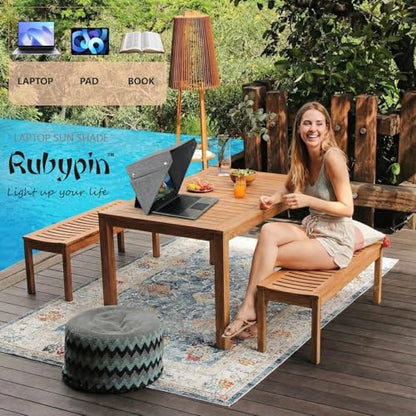 Foldable Laptop Sun Shade & Privacy Shield Hood 14" 15" 16" Working Outside | anti glare screen protector privacy shade laptop tent portable and foldable for outdoor/travel Gray MacBook, HP, Surface
