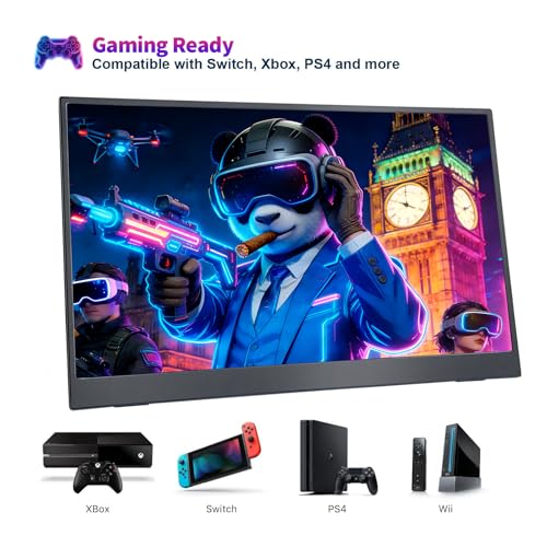 18.5 Inch Large Portable Monitor for Laptop, 120Hz 1080P FHD IPS Portable Travel Second Screen Display for/Phone/Xbox PS4/5, 100% sRGB, Dual Speakers, VESA & Storage Bag - size: 18.5
