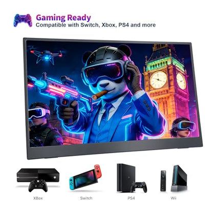 18.5 Inch Large Portable Monitor for Laptop, 120Hz 1080P FHD IPS Portable Travel Second Screen Display for/Phone/Xbox PS4/5, 100% sRGB, Dual Speakers, VESA & Storage Bag - size: 18.5