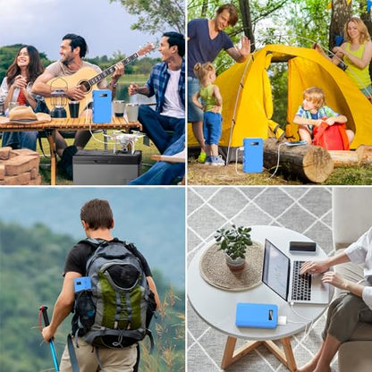 Portable Power Station with AC Outlet, Powkey 65W/110V External Battery Pack 24000mAh/88.8Wh Power Pack, Portable Power Source Supply Backup for Outdoor Tent Camping Home Blue | Powkey 86Wh Lithium Battery Pack with 65W AC Outlet, Emergency Backup Power S