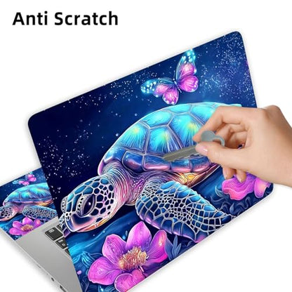 Aesthetic Laptop Skin Cover,12-15.6 Inch Universal Vinyl Sticker Decal,Waterproof Scratch-Resistant Notebook Wrap,Removable Residue-Free Protector,Cosmic Turtle Flowers - color: Cosmic Turtle Flowers