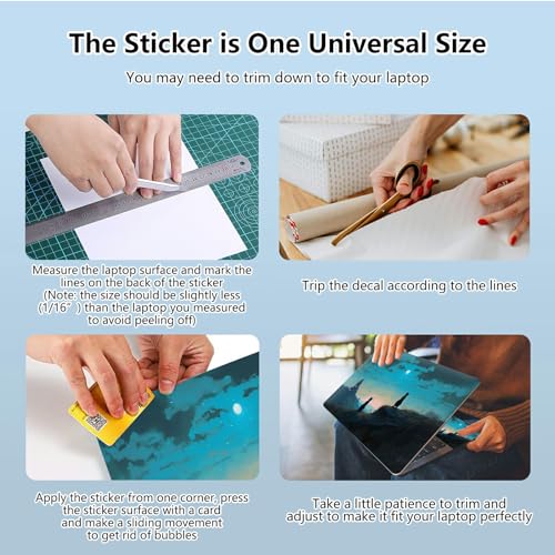 Universal Laptop Skin Sticker with 2 Wrist Pad Skins, Waterproof Scratch Resistant Vinyl Laptop Cover Decal, Cut to Fit for 11–15.6 Inch MacBook HP Dell Lenovo, Cats Watch Stars - color: Cats Watch Stars
