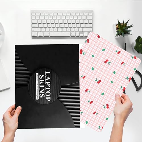 Universal Laptop Skin Sticker with 2 Wrist Pad Skins, Waterproof Scratch Resistant Vinyl Laptop Cover Decal, Cut to Fit for 11–15.6 Inch MacBook HP Dell Lenovo, Cherry Checks - color: Cherry Checks
