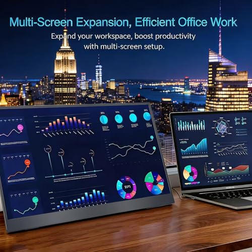 18.5 Inch Large Portable Monitor for Laptop, 120Hz 1080P FHD IPS Portable Travel Second Screen Display for/Phone/Xbox PS4/5, 100% sRGB, Dual Speakers, VESA & Storage Bag - size: 18.5