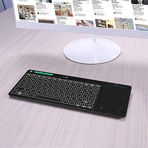 Rii K18 Plus Wireless 3-LED Color Backlit Multimedia Keyboard | Multi-Touch Trackpad Rechargable Keyboard for Android TV Box,PC,Smart TV,Xbox,Raspberry Pi, HTPC IPTV,Windows, MacOS ﻿ - style: 2.4G Version