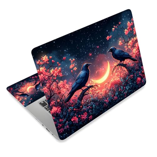 Aesthetic Laptop Skin Cover,12-15.6 Inch Universal Vinyl Sticker Decal,Waterproof Scratch-Resistant Notebook Wrap,Removable Residue-Free Protector,Night Ravens Moon - color: Night Ravens Moon