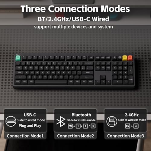 NuPhy Node100 Wireless Mechanical Keyboard, Hot Swappable Custom Bluetooth Keyboard, 109 Keys Computer Gaming Keyboards, Supports Touch Gestures, PBT Keycaps, RGB Backlit, Bluetooth/2.4GHz/USB-C - color: Gray, size: High-profile Blush Max Switch