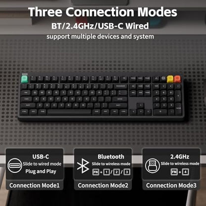NuPhy Node100 Wireless Mechanical Keyboard, Hot Swappable Custom Bluetooth Keyboard, 109 Keys Computer Gaming Keyboards, Supports Touch Gestures, PBT Keycaps, RGB Backlit, Bluetooth/2.4GHz/USB-C - color: Gray, size: High-profile Blush Max Switch