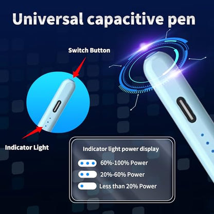 Stylus Pen Android for AMZ Tablet HD 10/Max 11 Compatible with Samsung/Lenovo,Accurate， Push-Button Switch On/Off,Long Battery Life+2Tips(NW Blue) - color: NW Blue