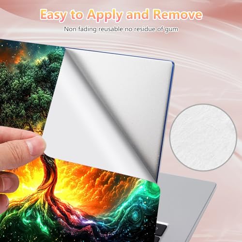 Laptop Skin Sticker Decal 12" 13" 13.3" 14" 15" 15.6",Waterproof Scratch Resistant Vinyl,Reusable Easy to Apply,for MacBook HP Dell Notebooks Netbooks Laptop,2 Wrist Pads,Colorful Green Tree - color: Colorful Green Tree