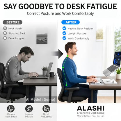 ALASHI Laptop Stand for Desk with 360° Rotating Base, Multi-Angle Adjustable Laptop Stands, Foldable Laptop Riser Compatible with 10 to 17 Inches PC Computer, White - color: A-White