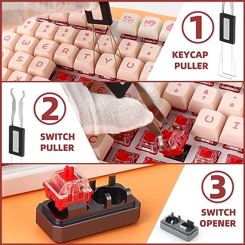 Keyboard Lube Kit with Switch Opener, Keycap Puller Stainless Steel Key Removal Tool Keycaps Remover for Mechanical Keyboard - style: Lube Kit-P