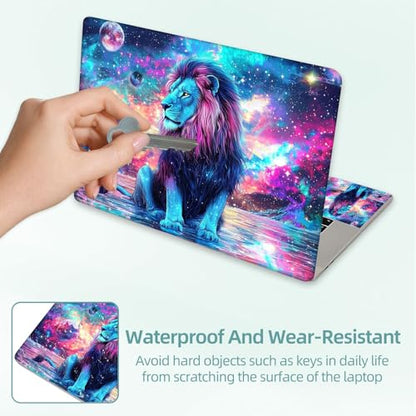 Universal Laptop Skin Decal, 3-Piece Vinyl Protector for 12 13 14 15.6" Notebook, Waterproof Anti-Scratch, Easy Trim & Bubble-Free Finish, Beautiful Lion Sitting on the Water - color: Beautiful Lion Sitting on the Water