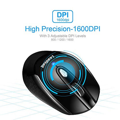 Leadsail Wireless Laptop Mouse, 2.4G Slim Portable, Less Noise, 6 Buttons, USB for Windows/Mac/Laptops - color: Black