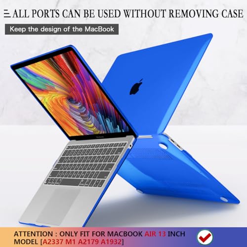 CISSOOK Blue Color Case for MacBook Air 13 Inch 2021 2020 2019 2018 Release A2337 M1 A2179 A1932 Model, Hard Shell Case with Keyboard Cover for MacBook Air 13" with Retina Display Touch ID -Clear Blue - color: Air13inch-Clear Blue