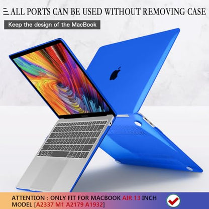 CISSOOK Blue Color Case for MacBook Air 13 Inch 2021 2020 2019 2018 Release A2337 M1 A2179 A1932 Model, Hard Shell Case with Keyboard Cover for MacBook Air 13" with Retina Display Touch ID -Clear Blue - color: Air13inch-Clear Blue