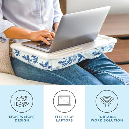 LAPGEAR XL Designer Lap Desk – Blue Blossoms, Fits 17.3” Laptops - color: Blue Blossoms