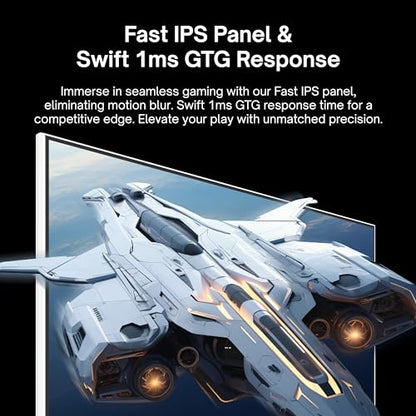 Pixio PX248 Wave White 24 inch 200Hz Refresh Rate FHD 1080p Resolution Fast IPS Panel 1ms GTG Response Time Built-in Speakers Gaming Monitor with Adaptive Sync - color: White
