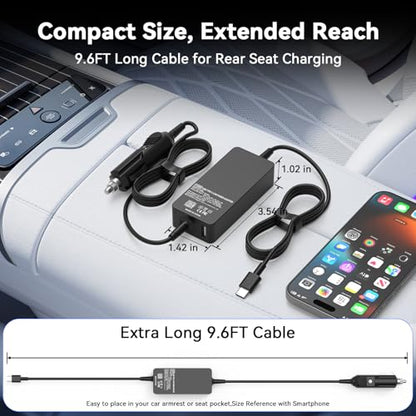 100W Laptop Car Charger USB-C for Dell/Lenovo/LG/HP/Samsung/MacBook Pro/Air | For Latitude/XPS/Precision,ThinkPad/Yoga,Spectre/Elitebook,Chromebook,Galaxy,Car Charger USB C For Computer - color: Black1