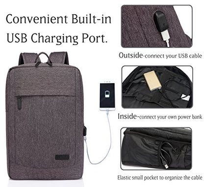 VASCHY Business Laptop Backpack for 17 inch Computer With USB Charging Cable - color: Dark Gray