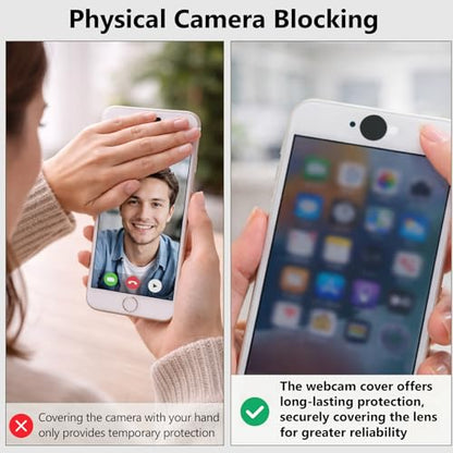 Stackable Vinyl Webcam Privacy Stickers, 12 Sheets Low-Tack Restickable Camera Covers in 3 Sizes, Black Webcam Blocker Set ﻿