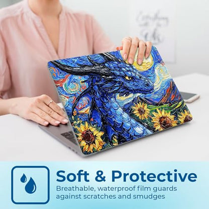 Reusable Universal Laptop Skin Sticker, Cut to Fit for 11.6–15.6 Inch Laptops, Waterproof Protective Film, No-Residue - Blue Dragon Oil Painting - color: Blue Dragon Oil Painting
