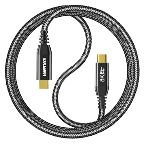 ZeroneTeck 40Gbps USB C to USB C for Thunderbolt 4 Cable 5FT, 8K@60Hz/Dual 4K@60Hz USB C Monitor Cable, 40Gbps High Speed Data Transfer, USBC Video Cord, 240W Charging for MacBook,iPad,SSD,KYY,ARZOPA - color: Black, size: 5FT
