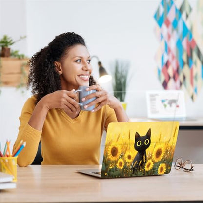 Universal Laptop Skin, DIY Cut-to-Fit Vinyl Cover Compatible with HP, Dell, Lenovo, Mac (13.3" to 15.6"), Anti-Scratch, No Residue & Bubble-Free Protective Decal Sticker, Cute Cat Sunflower - color: Cute Cat Sunflower