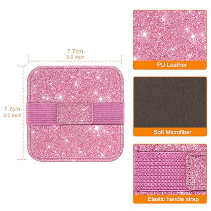 Fintie Screen Cleaning Pad, [4 Pack] Soft Cloth Car Phone Screen Cleaner | Microfiber Wipe Cleaning with Elastic Strap for iPad, iPhone, MacBook, Tablets, Laptop, Monitor (Glitter Pink/Black) - color: Glitter Pink/Black