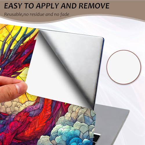 Laptop Skin 12.1-15.6 inch Removable Universal Reusable Laptop Sticker Decal,Waterproof No Residue Vinyl Cover,Scratch-Resistant Cuttable Full Wrap Sticker for Notebook, Stained Glass Red Dragon - color: Stained Glass Red Dragon