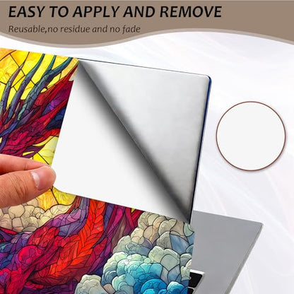 Laptop Skin 12.1-15.6 inch Removable Universal Reusable Laptop Sticker Decal,Waterproof No Residue Vinyl Cover,Scratch-Resistant Cuttable Full Wrap Sticker for Notebook, Stained Glass Red Dragon - color: Stained Glass Red Dragon