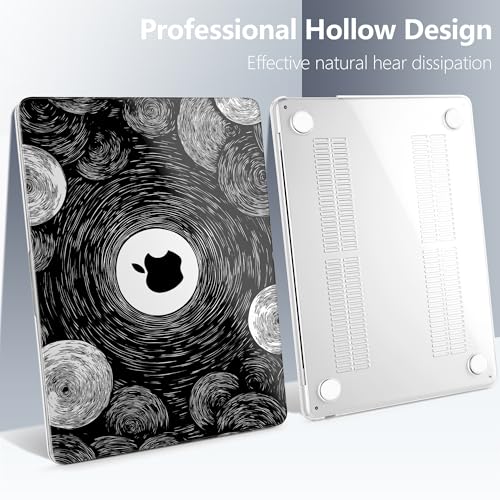 Batianda AstroGrid Case for MacBook Air 13.6" M2-M5 Chip, Galaxy Swirl | 4-in-1 set with black galaxy swirl design, lightweight slim hard shell protection for students, creators and space lovers - color: Abstract Lines