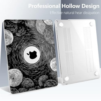 Batianda AstroGrid Case for MacBook Air 13.6" M2-M5 Chip, Galaxy Swirl | 4-in-1 set with black galaxy swirl design, lightweight slim hard shell protection for students, creators and space lovers - color: Abstract Lines