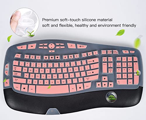 Keyboard Cover for Logitech K350 MK550 MK570 Wireless Wave Keyboard Cover Skin Protector, Logitech K350 MK550 MK570 Accessories, Pink - color: Pink